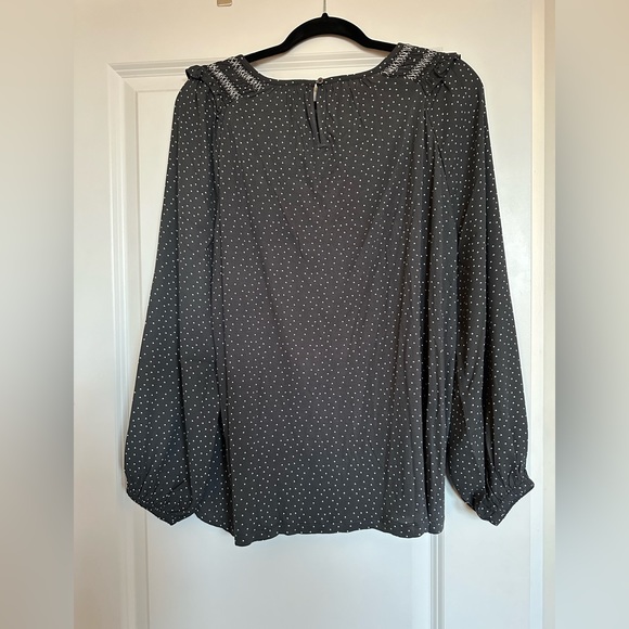 LOFT Dotted Smocked Mixed Media Blouse - NWT! - Picture 7 of 7
